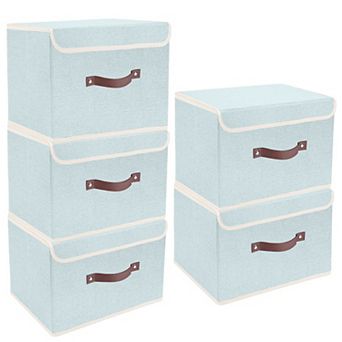 Foldable Fabric Storage Bins with Lids Save space Closet Organizer 5 pc