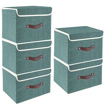 Foldable Fabric Storage Bins with Lids Save space Closet Organizer 5 pc
