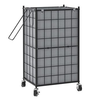 Rolling Metal Wire Frame Laundry Basket with Removable Bag 100L