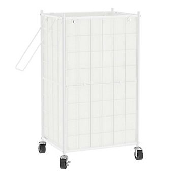 Rolling Metal Wire Frame Laundry Basket with Removable Bag 100L