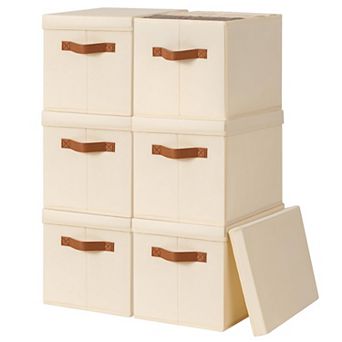 Foldable Fabric Storage Bins with Lids and Handles Save space 6 pc