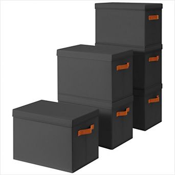 Foldable Fabric Storage Bins with Lids and Handles Save space 6 pc