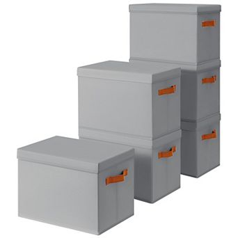 Foldable Fabric Storage Bins with Lids and Handles Save space 6 pc