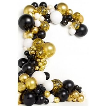 All-in-1 Black, White & Gold Balloon Garland Kit for Graduations, New Year's & Birthdays