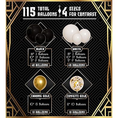 All-in-1 Black, White & Gold Balloon Garland Kit for Graduations, New Year's & Birthdays