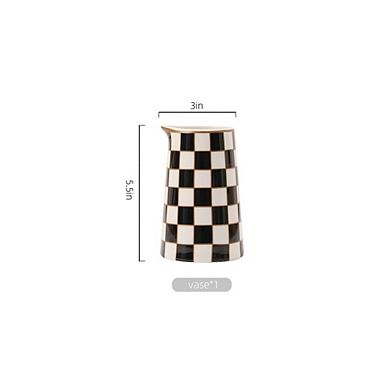 Checker Porcelain Vase Set of 2 5.5' High and 8' High