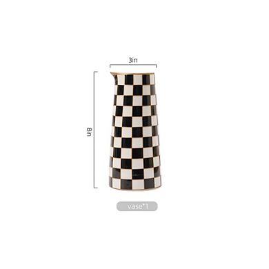 Checker Porcelain Vase Set of 2 5.5' High and 8' High