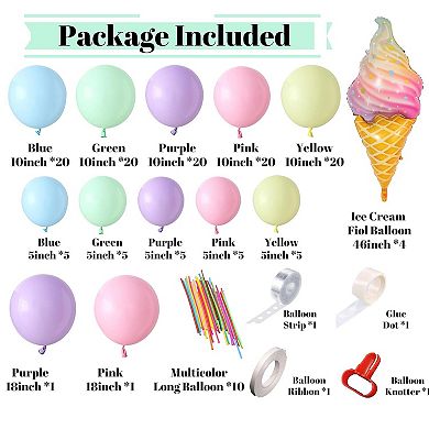 Pastel Rainbow Balloon Garland Kit 143pcs for Birthday, Wedding & Shower Party Decorations.