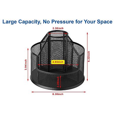 Rotating Mesh Desk Organizer Pencil Holder
