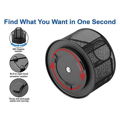 Rotating Mesh Desk Organizer Pencil Holder