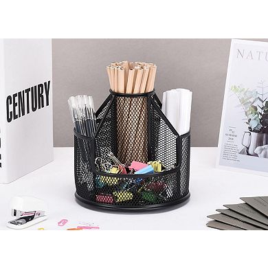 Rotating Mesh Desk Organizer Pencil Holder
