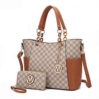 MKF Collection Merlina Circular Print Faux Leather Tote Bag & Wallet 2 pc Set