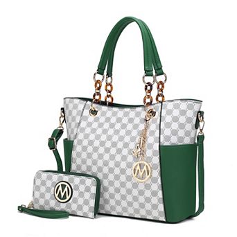 MKF Collection Merlina Circular Print Faux Leather Tote Bag & Wallet 2 pc Set