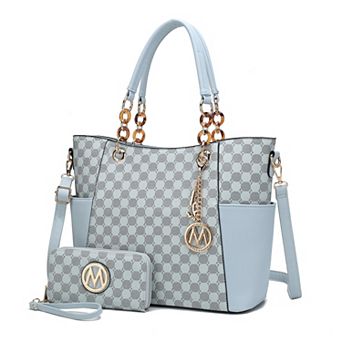 MKF Collection Merlina Circular Print Faux Leather Tote Bag & Wallet 2 pc Set