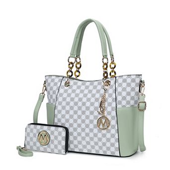 MKF Collection Merlina Circular Print Faux Leather Tote Bag & Wallet 2 pc Set