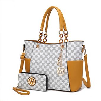 MKF Collection Merlina Circular Print Faux Leather Tote Bag & Wallet 2 pc Set