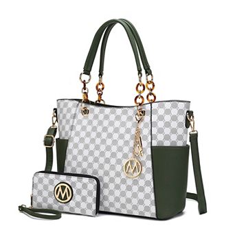 MKF Collection Merlina Circular Print Faux Leather Tote Bag & Wallet 2 pc Set