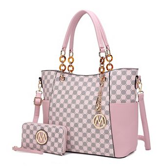 MKF Collection Merlina Circular Print Faux Leather Tote Bag & Wallet 2 pc Set