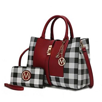 MKF Collection Yuliana Checkered Satchel Bag & Wallet 2 pc Set