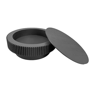 39.4" Round Modern Wood Veneer Storage Coffee Table