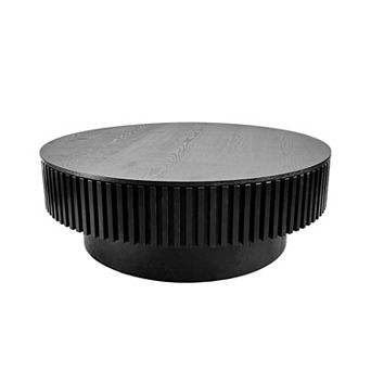 39.4" Round Modern Wood Veneer Storage Coffee Table