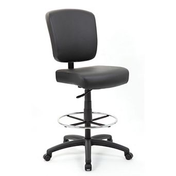 Hya Heavy Duty Swivel Office Stool with Footring, Black Cushions