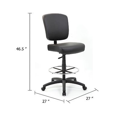 Hya Heavy Duty Swivel Office Stool with Footring, Black Cushions