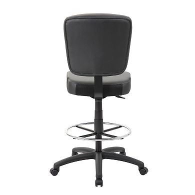 Hya Heavy Duty Swivel Office Stool with Footring, Black Cushions
