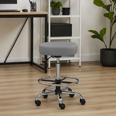 Fea Medical Drafting Stool, Round Vinyl, Footring