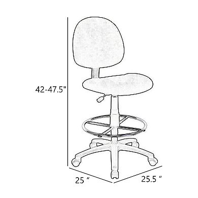 Jea Drafting Stool Chair, Tweed, Contoured Back and Footring