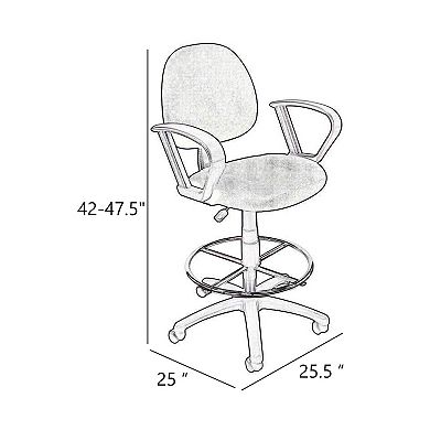 Jea Drafting Stool Chair, Loop Arms, Tweed, Round Footring