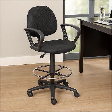 Jea Drafting Stool Chair, Loop Arms, Tweed, Round Footring