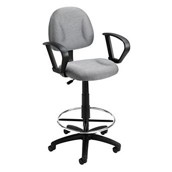 Jea Drafting Stool Chair, Loop Arms, Tweed, Round Footring