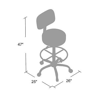 Fea Medical Drafting Stool, Vinyl, Low Back and Padded Seat, Chrome