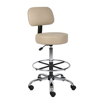Fea Medical Drafting Stool, Vinyl, Low Back and Padded Seat, Chrome