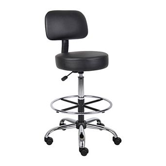 Fea Medical Drafting Stool, Vinyl, Low Back and Padded Seat, Chrome