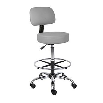 Fea Medical Drafting Stool, Vinyl, Low Back and Padded Seat, Chrome