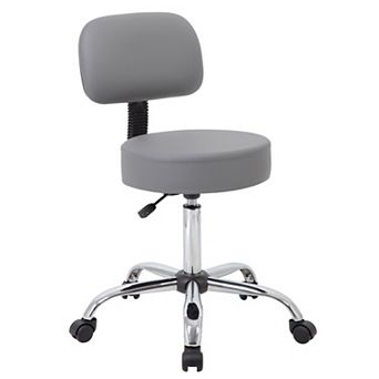 Fea Medical Drafting Swivel Stool, Round Gray Padded Seat & Low Back