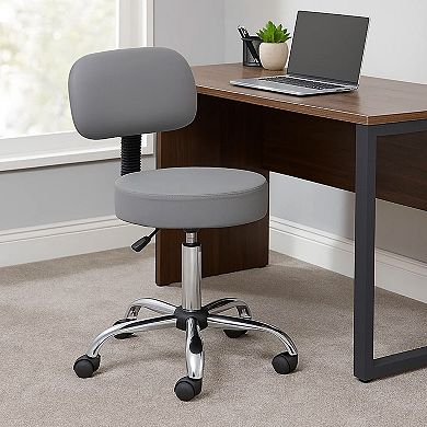 Fea Medical Drafting Swivel Stool, Round Gray Padded Seat & Low Back