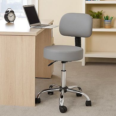 Fea Medical Drafting Swivel Stool, Round Gray Padded Seat & Low Back