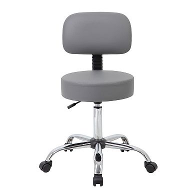 Fea Medical Drafting Swivel Stool, Round Gray Padded Seat & Low Back