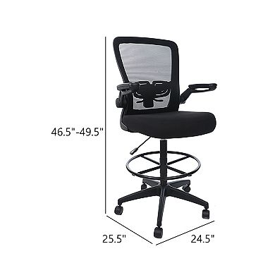 Dea Drafting Stool Chair, Flip-Up Arms, Mesh, Footring