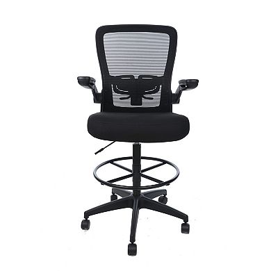 Dea Drafting Stool Chair, Flip-Up Arms, Mesh, Footring