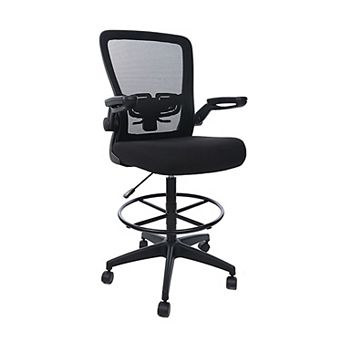 Dea Drafting Stool Chair, Flip-Up Arms, Mesh, Footring