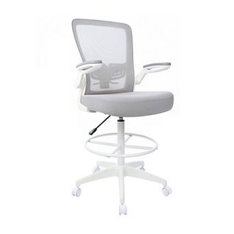 Dea Drafting Stool Chair, Flip-Up Arms, Mesh, Footring
