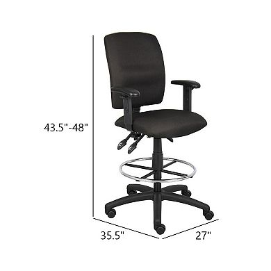 Jea Drafting Stool, Seat Tilt Lock, Adjustable Arms, Black Crepe