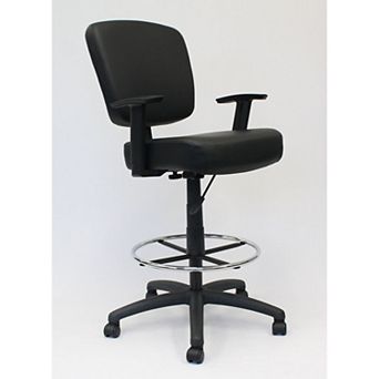 Hya Heavy Duty Swivel Office Stool, Footring & Adjustable Arms, Black