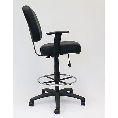 Hya Heavy Duty Swivel Office Stool, Footring & Adjustable Arms, Black