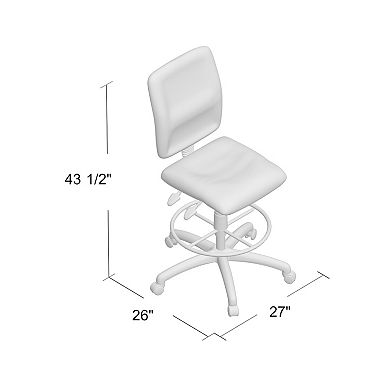Jea Drafting Stool, Seat Tilt Lock, Chrome Footring, Black Crepe