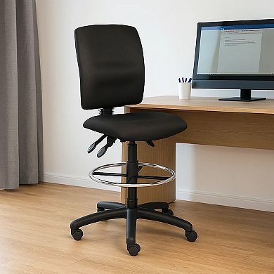 Jea Drafting Stool, Seat Tilt Lock, Chrome Footring, Black Crepe